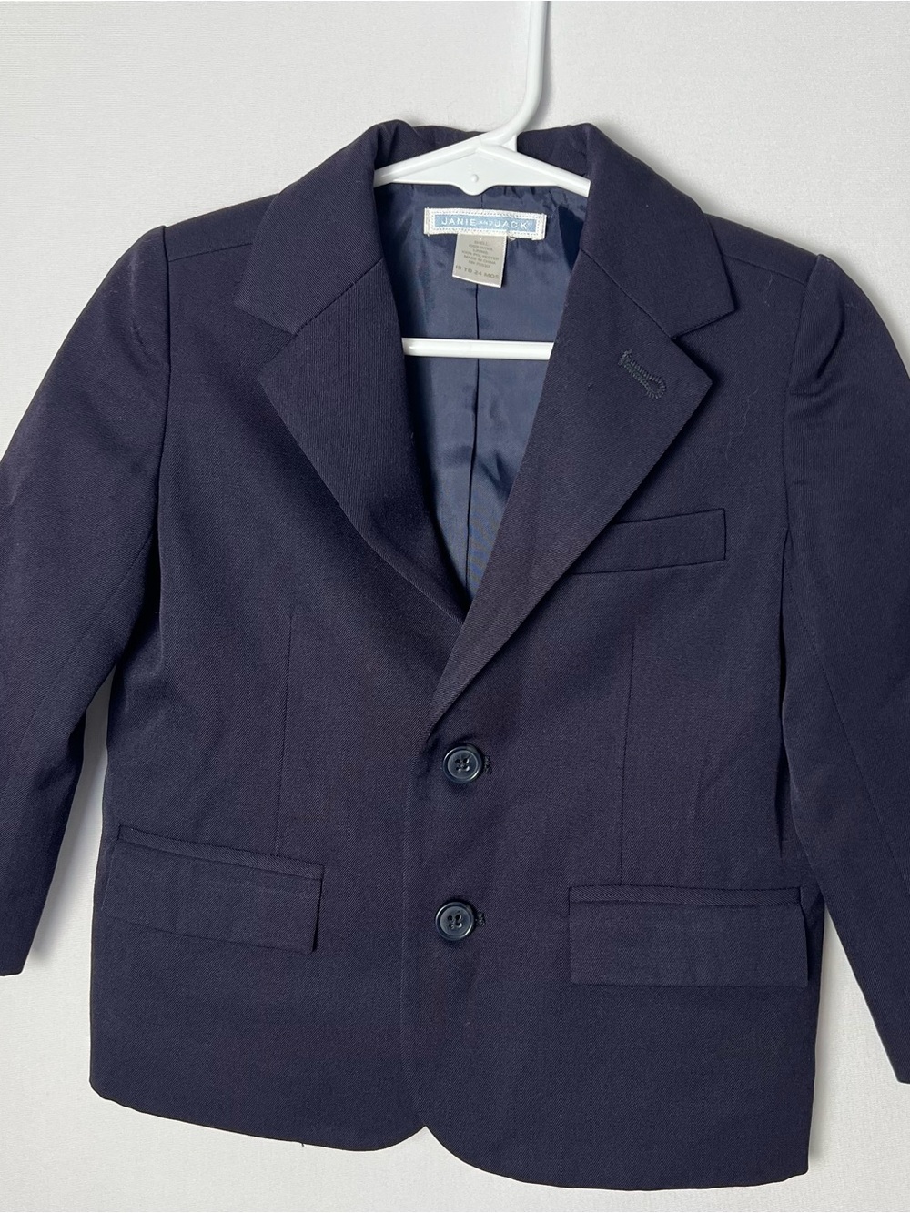 Janie and Jack Baby Boy Wool Button Up Blazer Sport Coat Navy Blue 18-24 Months - Picture 3 of 8